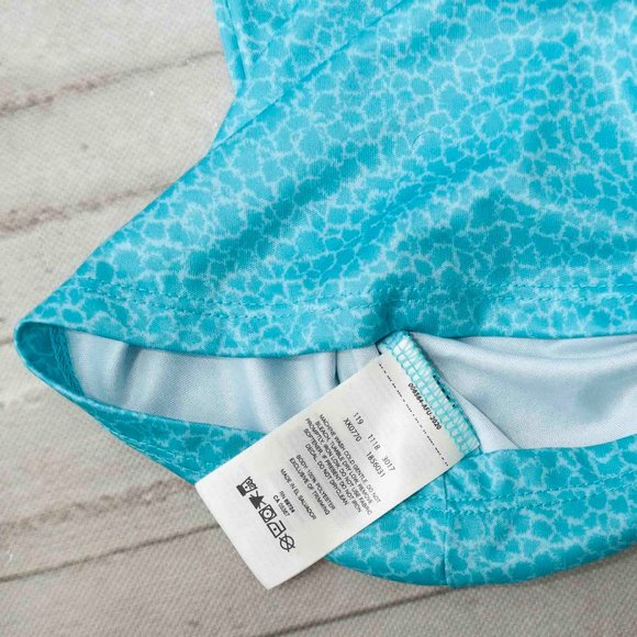 Columbia Omni-Shade Aqua Leopard Print Strappy Back Workout Top size S - Picture 7 of 8